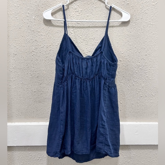 Terzo Millennio Navy Linen Tie Front Babydoll Tank Top Size L - Picture 5 of 8